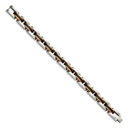 9 Inch Chisel Stainless Steel Polished Black And Rose Ip-Plated 8.5 Link Bracelet