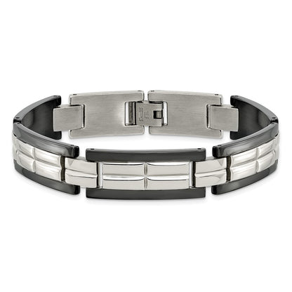 Stainless Steel Chisel Polished Black Ip-Plated 8.5 Inch Link Bracelet