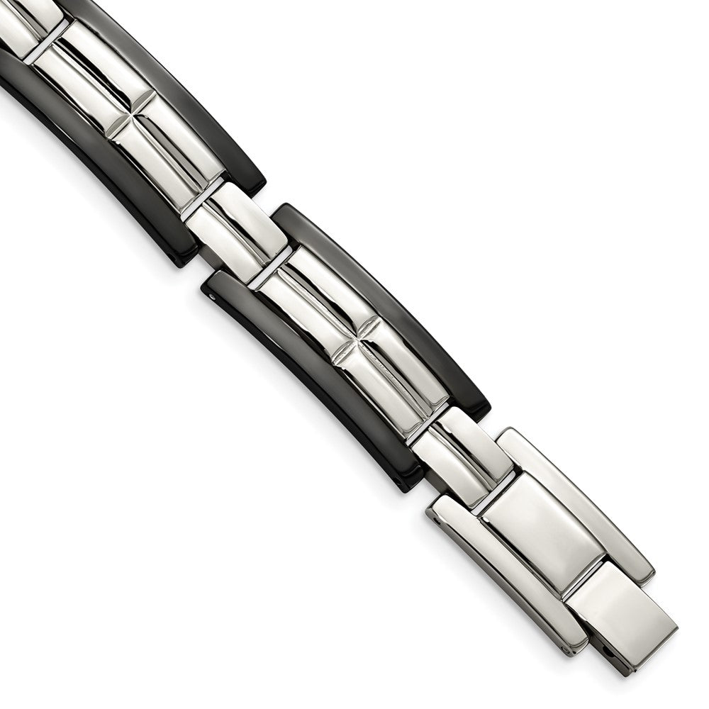 Stainless Steel Chisel Polished Black Ip-Plated 8.5 Inch Link Bracelet