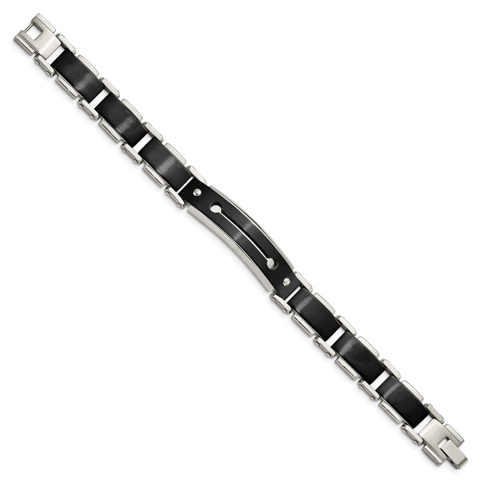 8.5 Inch Stainless Steel Brushed And Polished Black Ip-Plated 8.5In Bracelet