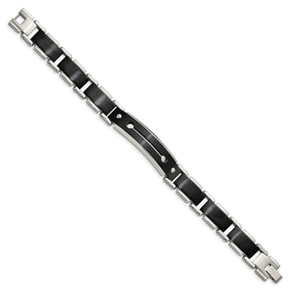 8.5 Inch Stainless Steel Brushed And Polished Black Ip-Plated 8.5In Bracelet