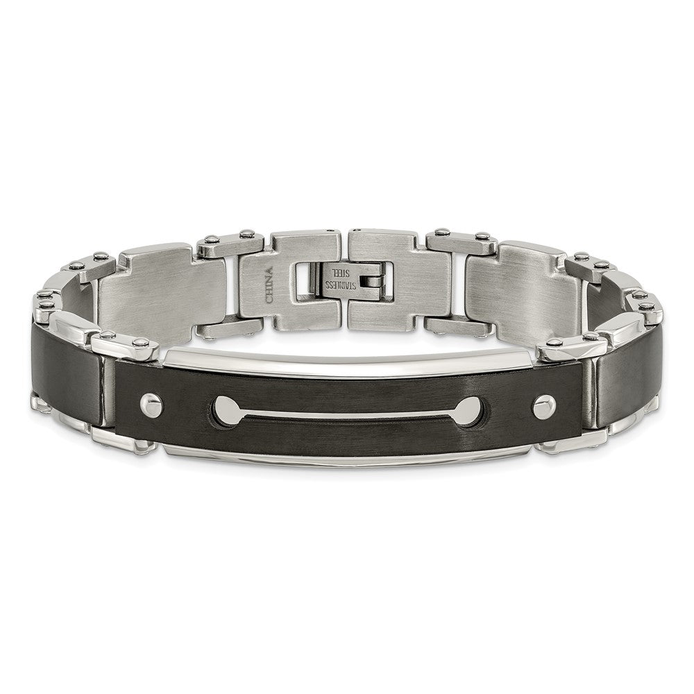 8.5 Inch Stainless Steel Brushed And Polished Black Ip-Plated 8.5In Bracelet