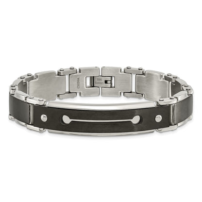 8.5 Inch Stainless Steel Brushed And Polished Black Ip-Plated 8.5In Bracelet