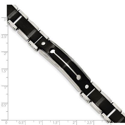 8.5 Inch Stainless Steel Brushed And Polished Black Ip-Plated 8.5In Bracelet