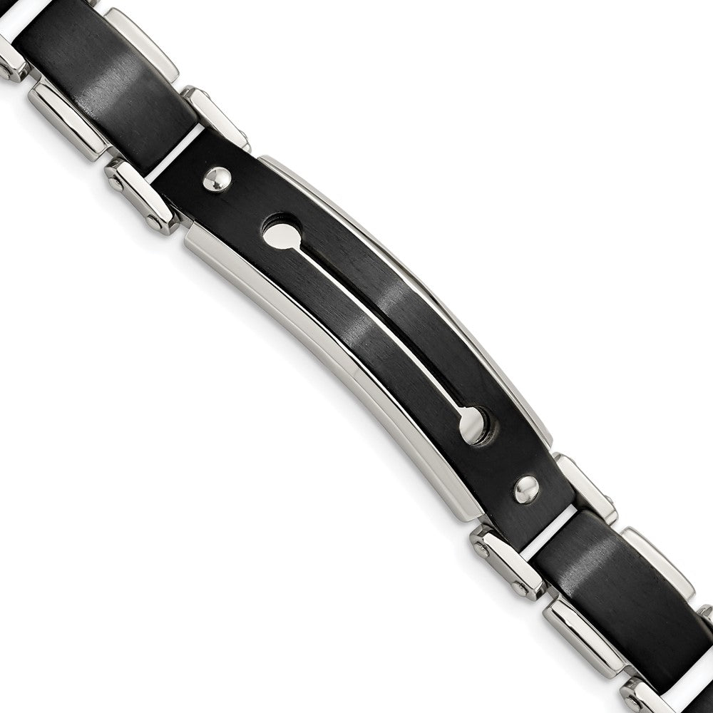 8.5 Inch Stainless Steel Brushed And Polished Black Ip-Plated 8.5In Bracelet