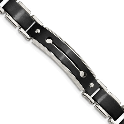 8.5 Inch Stainless Steel Brushed And Polished Black Ip-Plated 8.5In Bracelet