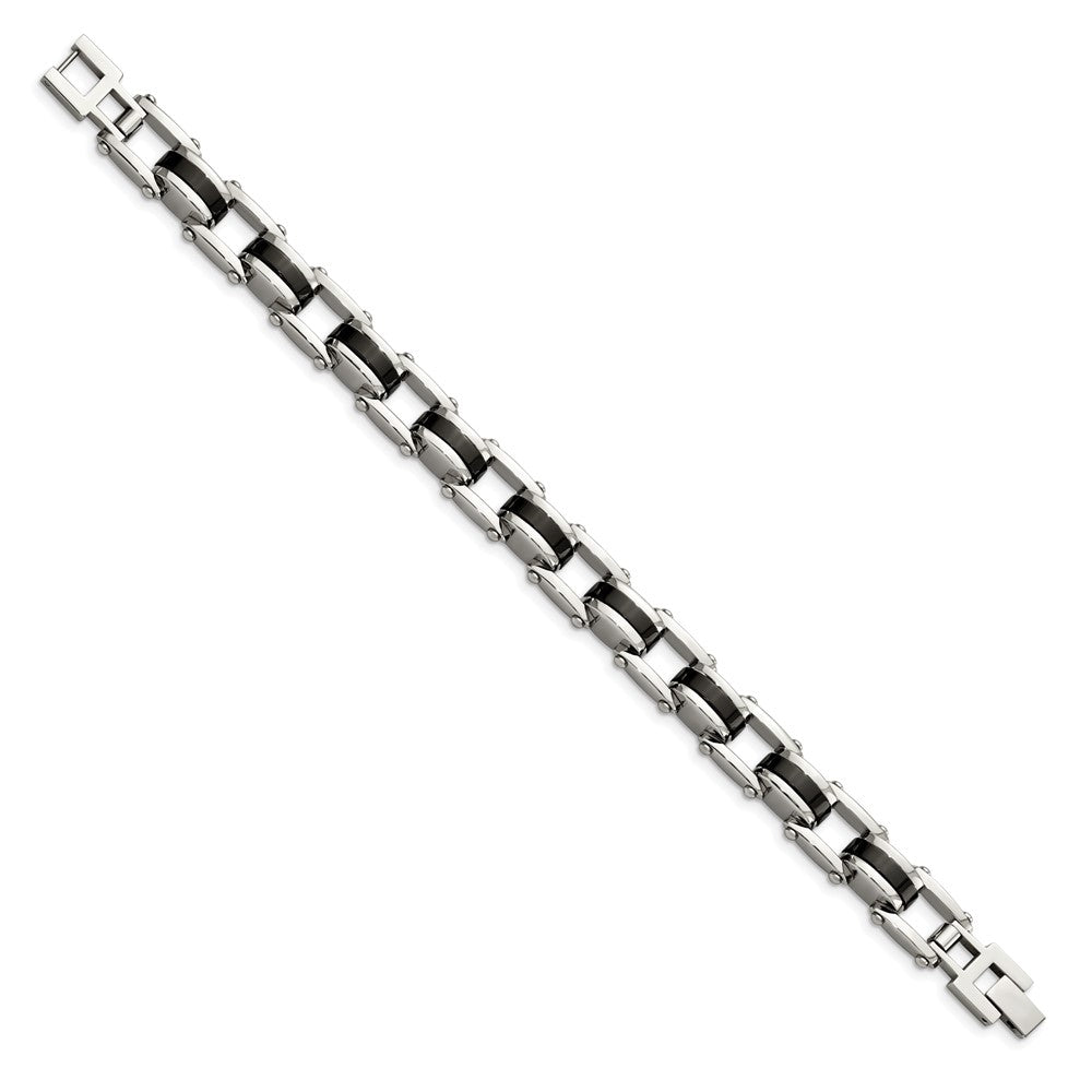 8.75 Inch Chisel Stainless Steel Polished Black Ip-Plated 8.5 Bracelet