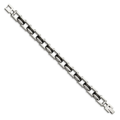 8.75 Inch Chisel Stainless Steel Polished Black Ip-Plated 8.5 Bracelet