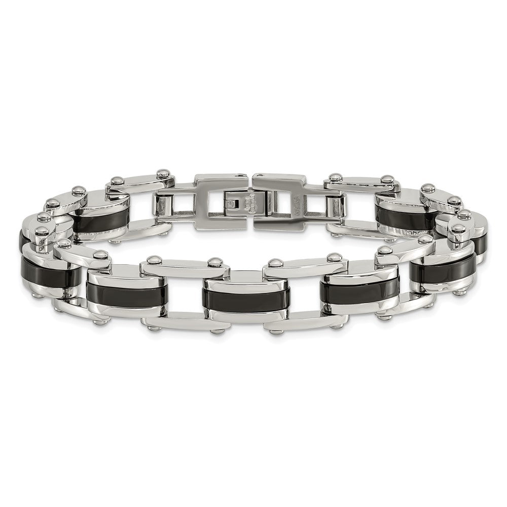 8.75 Inch Chisel Stainless Steel Polished Black Ip-Plated 8.5 Bracelet