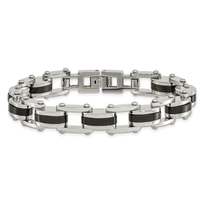 8.75 Inch Chisel Stainless Steel Polished Black Ip-Plated 8.5 Bracelet
