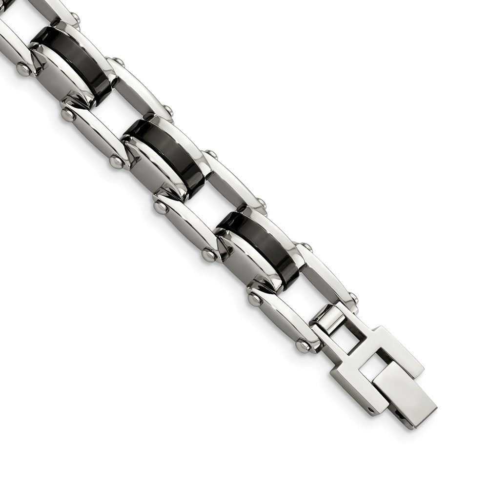 8.75 Inch Chisel Stainless Steel Polished Black Ip-Plated 8.5 Bracelet