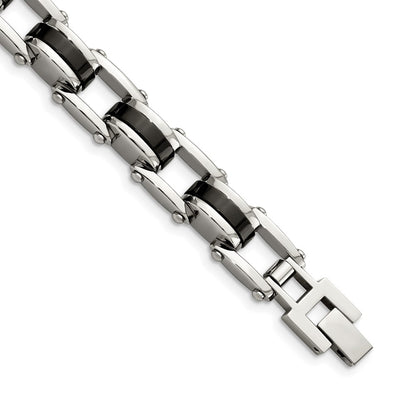 8.75 Inch Chisel Stainless Steel Polished Black Ip-Plated 8.5 Bracelet
