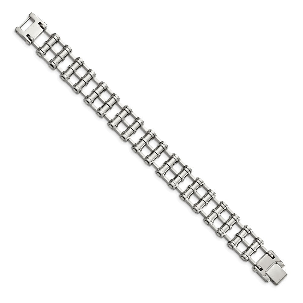 Stainless Steel Chisel Polished 8.5 Inch Barrel Link Bracelet