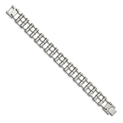 Stainless Steel Chisel Polished 8.5 Inch Barrel Link Bracelet