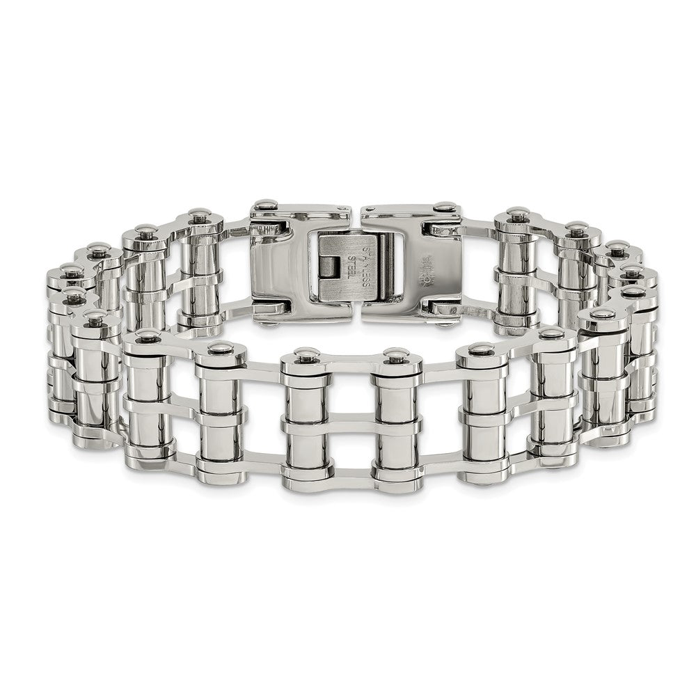 Stainless Steel Chisel Polished 8.5 Inch Barrel Link Bracelet