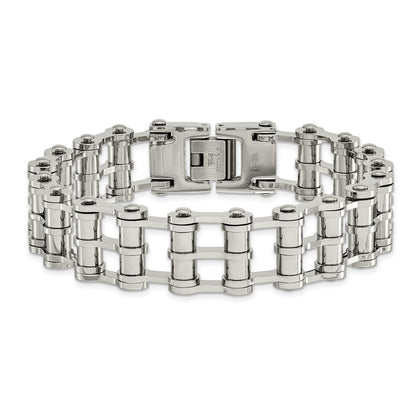 Stainless Steel Chisel Polished 8.5 Inch Barrel Link Bracelet