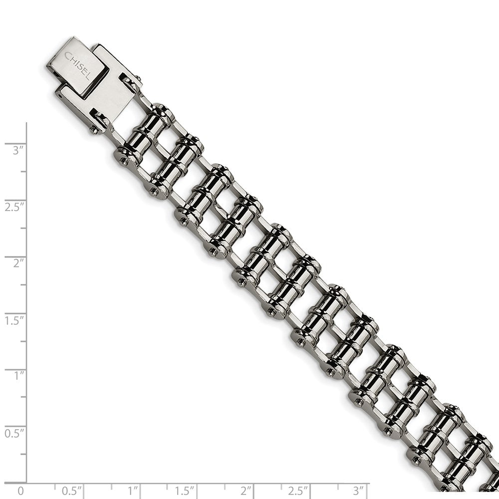 Stainless Steel Chisel Polished 8.5 Inch Barrel Link Bracelet