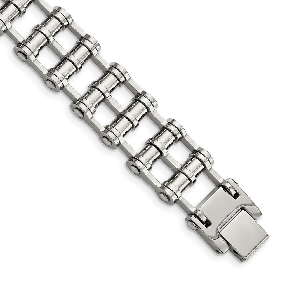 Stainless Steel Chisel Polished 8.5 Inch Barrel Link Bracelet