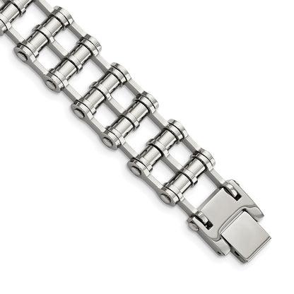 Stainless Steel Chisel Polished 8.5 Inch Barrel Link Bracelet