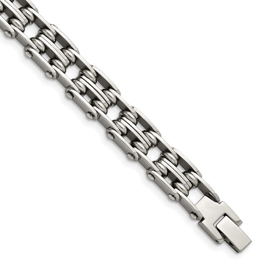8.5 Inch Chisel Stainless Steel Polished 9 Link Bracelet
