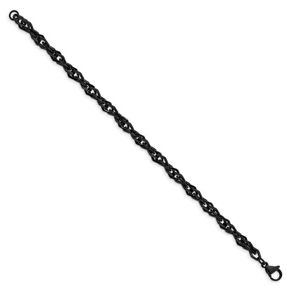 Stainless Steel Chisel Polished Black Ip-Plated 9 Inch Bracelet