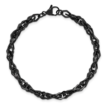 Stainless Steel Chisel Polished Black Ip-Plated 9 Inch Bracelet