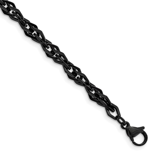 Stainless Steel Chisel Polished Black Ip-Plated 9 Inch Bracelet
