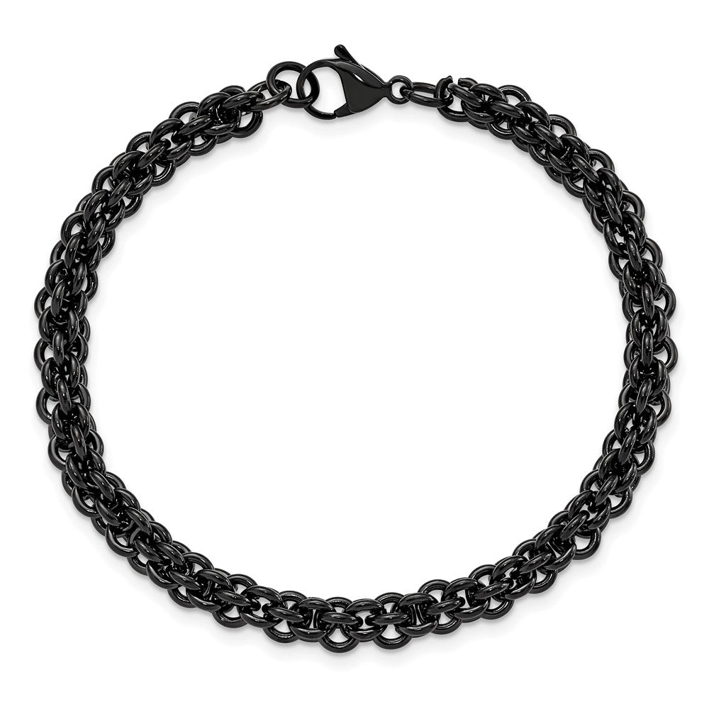 Stainless Steel Chisel Polished Black Ip-Plated 9 Inch Bracelet