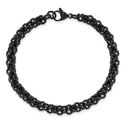 Stainless Steel Chisel Polished Black Ip-Plated 9 Inch Bracelet