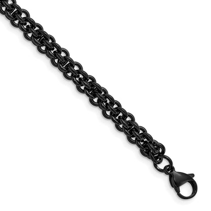 Stainless Steel Chisel Polished Black Ip-Plated 9 Inch Bracelet