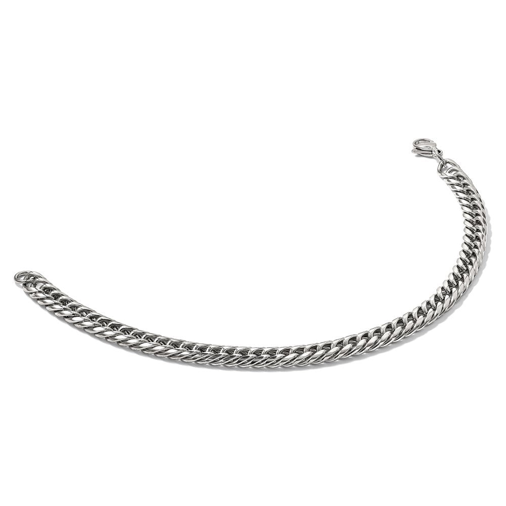 Stainless Steel Chisel Polished 9 Inch Double Curb Chain Bracelet