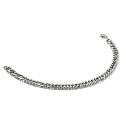 Stainless Steel Chisel Polished 9 Inch Double Curb Chain Bracelet