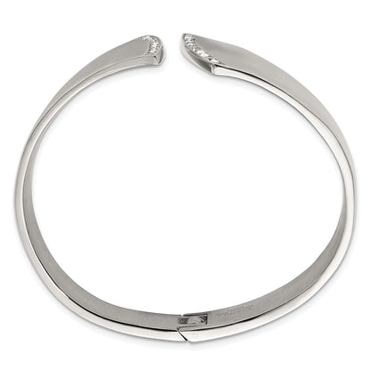 Stainless Steel Polished With Cz Hinged Bangle