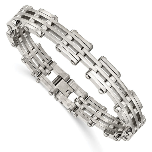Stainless Steel Chisel Polished 7.75 Inch Link Bracelet