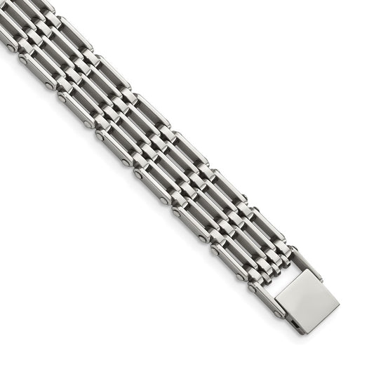 Stainless Steel Chisel Polished 8.5 Inch Link Bracelet