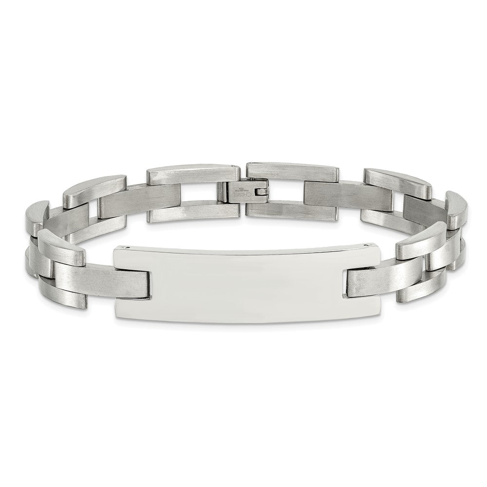 Stainless Steel Chisel Brushed And Polished 9.25 Inch Id Bracelet