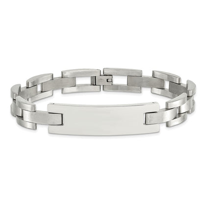 Stainless Steel Chisel Brushed And Polished 9.25 Inch Id Bracelet