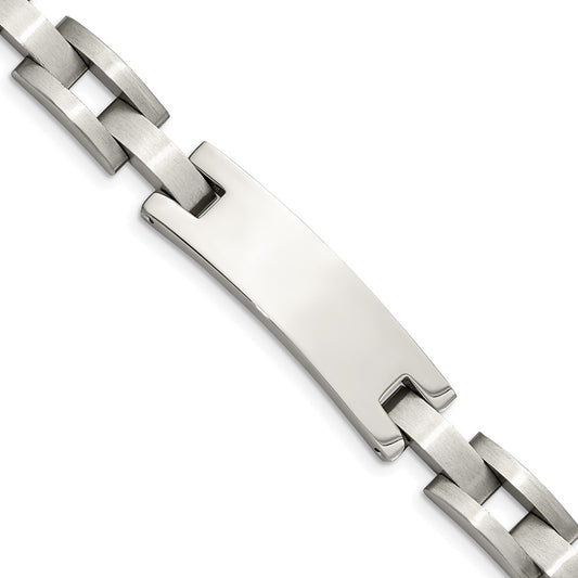 Stainless Steel Chisel Brushed And Polished 9.25 Inch Id Bracelet