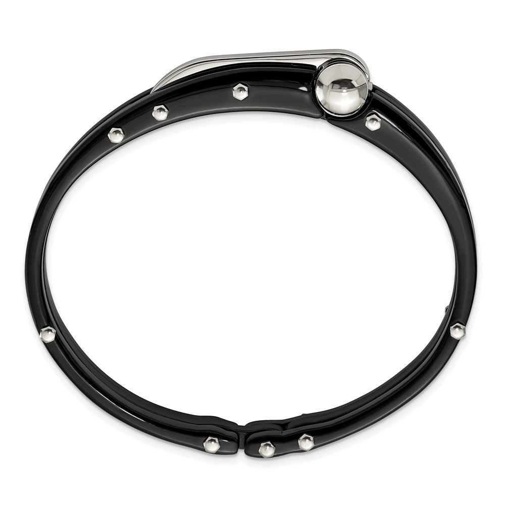 Stainless Steel Chisel Polished Black Ip-Plated And Pvc Hinged Bangle