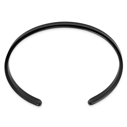 Stainless Steel Chisel Polished Black Ip-Plated 9mm Cuff Bangle