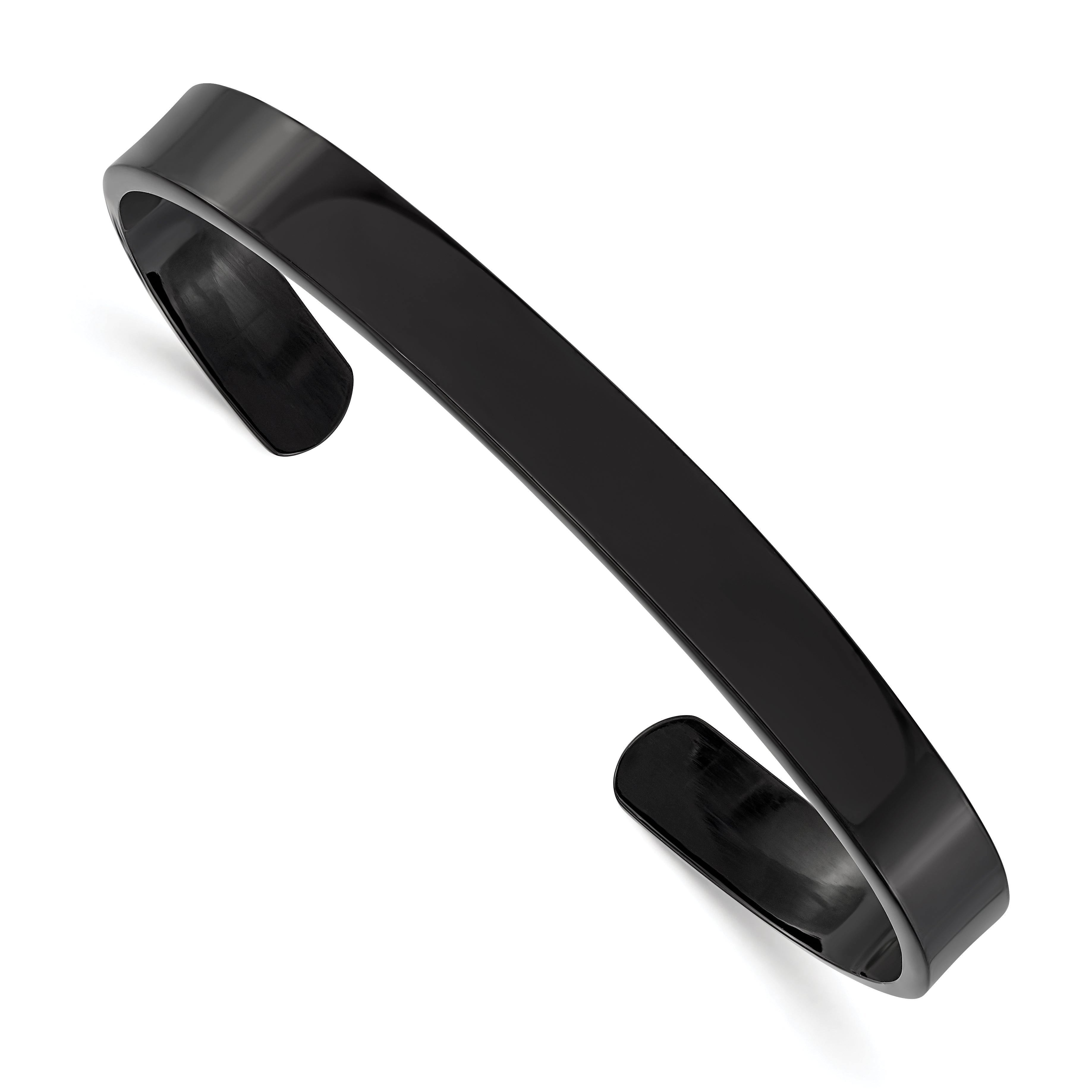 Stainless Steel Chisel Polished Black Ip-Plated 9mm Cuff Bangle