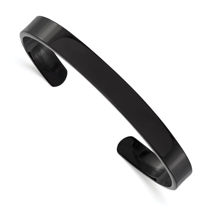 Stainless Steel Chisel Polished Black Ip-Plated 9mm Cuff Bangle
