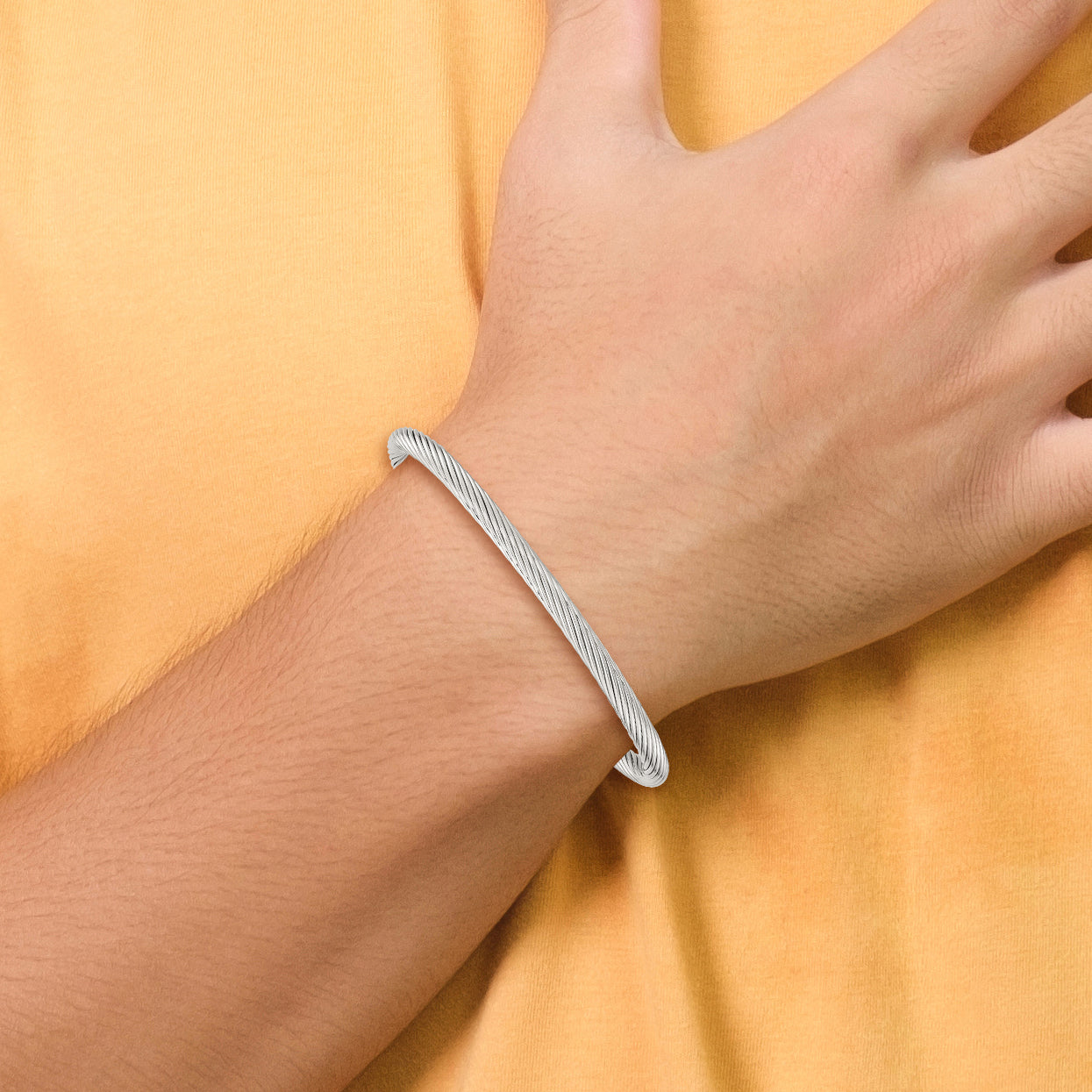Stainless Steel Chisel Polished Cuff Bangle