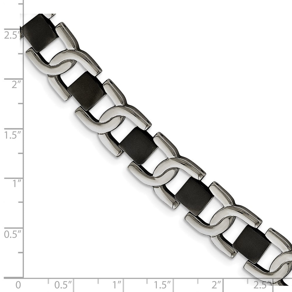 Stainless Steel Chisel Polished Black Ip-Plated 8 Inch Fancy Link Bracelet