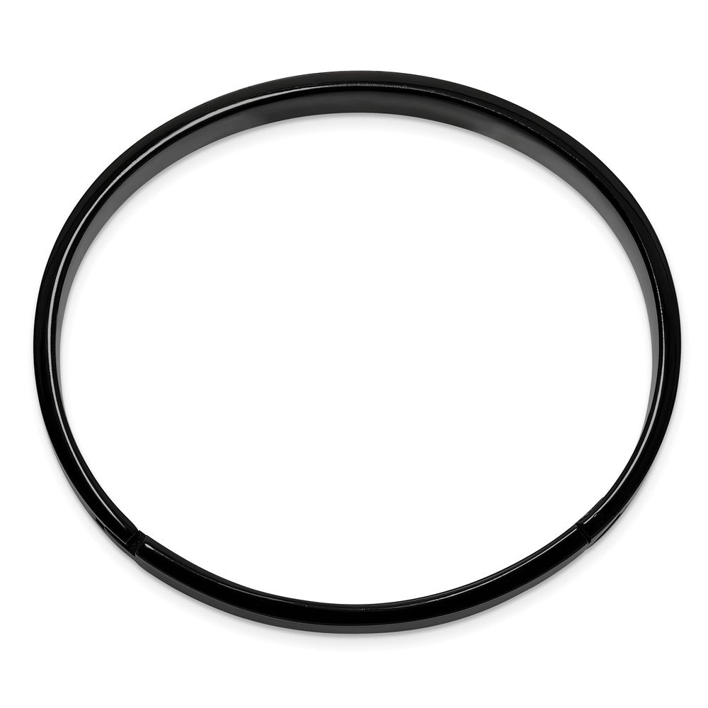 7 Inch Stainless Steel Black Ip-Plated Grey Carbon Fiber Hinged Bracelet