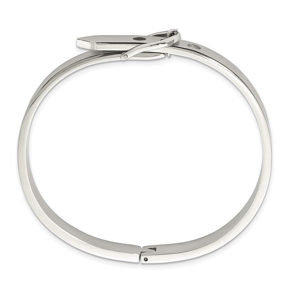 Stainless Steel Chisel Brushed And Polished Belt Hinged Bracelet