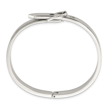 Stainless Steel Chisel Brushed And Polished Belt Hinged Bracelet