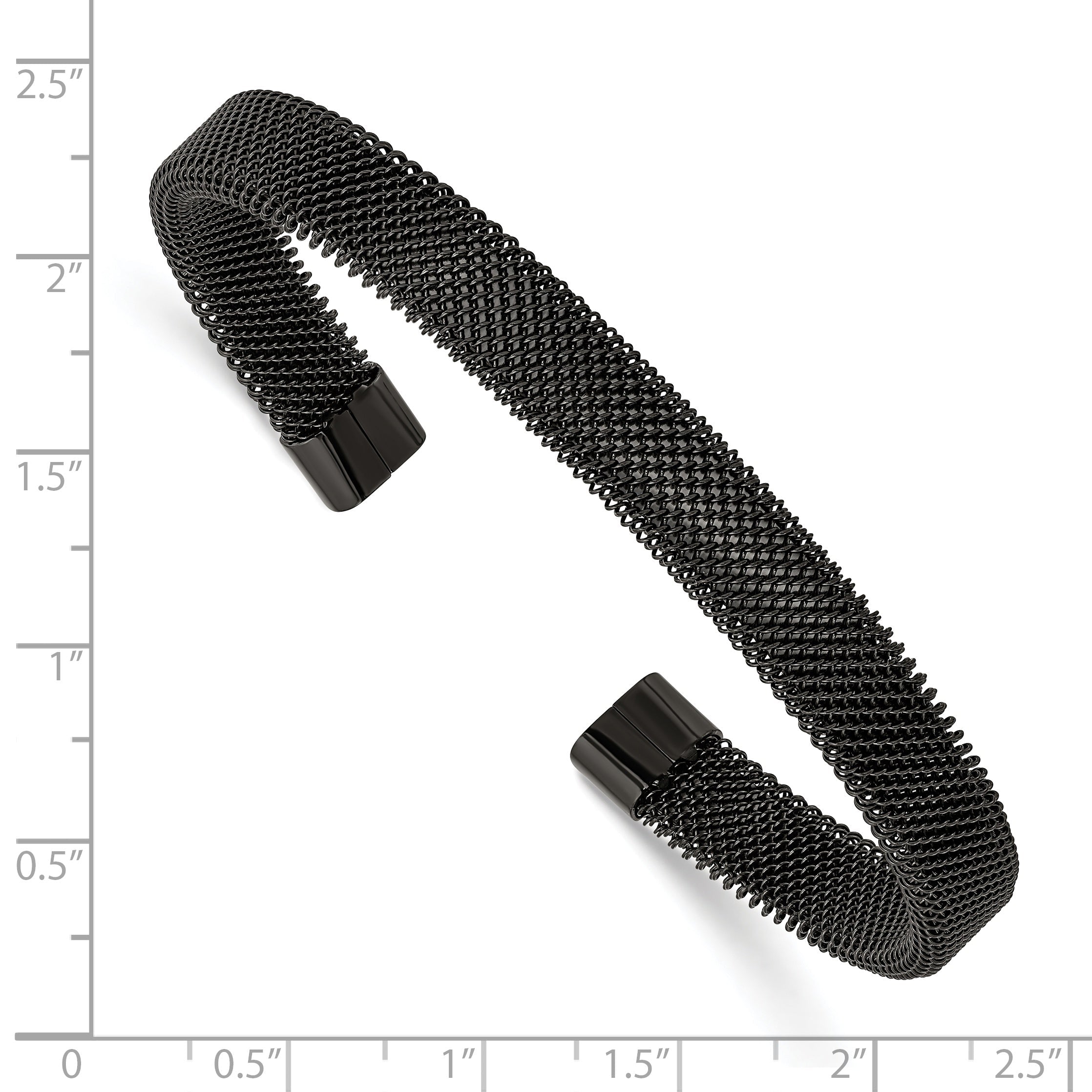 Stainless Steel Polished Black Ip-Plated Wire Mesh 8mm Cuff Bangle