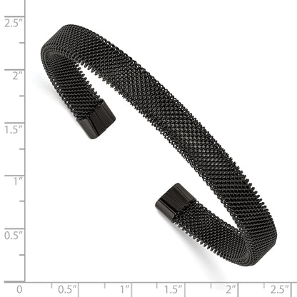Stainless Steel Polished Black Ip-Plated Wire Mesh 8mm Cuff Bangle