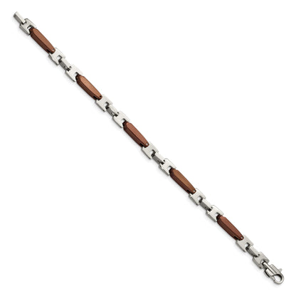 Stainless Steel Chisel Polished Brown Ip-Plated 8.25 Inch Bracelet